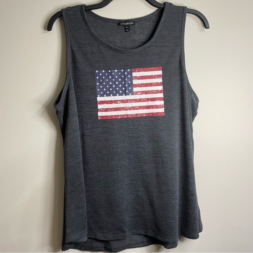 Lane Bryant Women's Plus Size  Charcoal Gray American Flag Tank Top